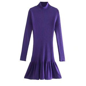 Zara Knit Fit And Flare Mini Dress